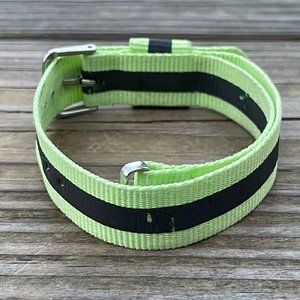 20mm or 22mm Heavy Nylon Watch Green Strap Silver Buckle
